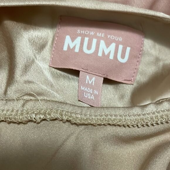 NWOT Show me your mumu Tuscany Maxi Slip Dress in champagne luxe satin Size M - Picture 10 of 11
